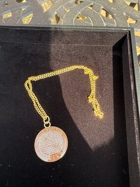 Authentic Louis Vuitton Gold and Brown Medallion Pendant Necklace